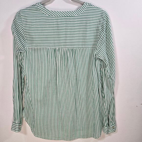 J Jill Women's Green Striped Henley Style Long Sleeve Coastal Vibe Shirt Size XS - Picture 6 of 7